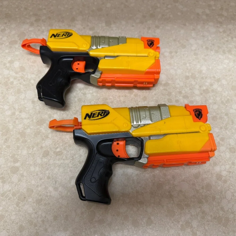 NERF Yellow Orange NSTRIKE SWITCH SHOT EX-3 U HAND CONTROLLER GUN